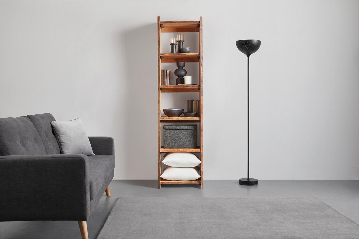 Regal Timber, Akacija, Masivno - črna/barve akacije, Natur, kovina/les (50/190/38cm) - Premium Living