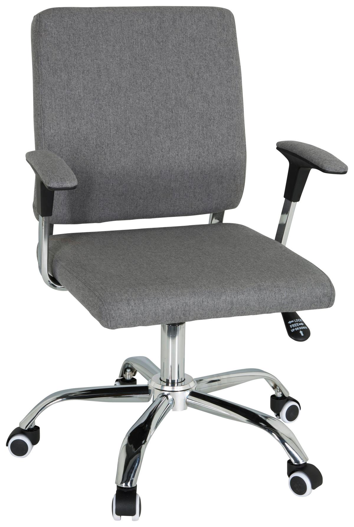 Vrtljivi Stol Charles I, Temno Siva - barve kroma/temno siva, Moderno, kovina/umetna masa (63/96/63cm) - MID.YOU