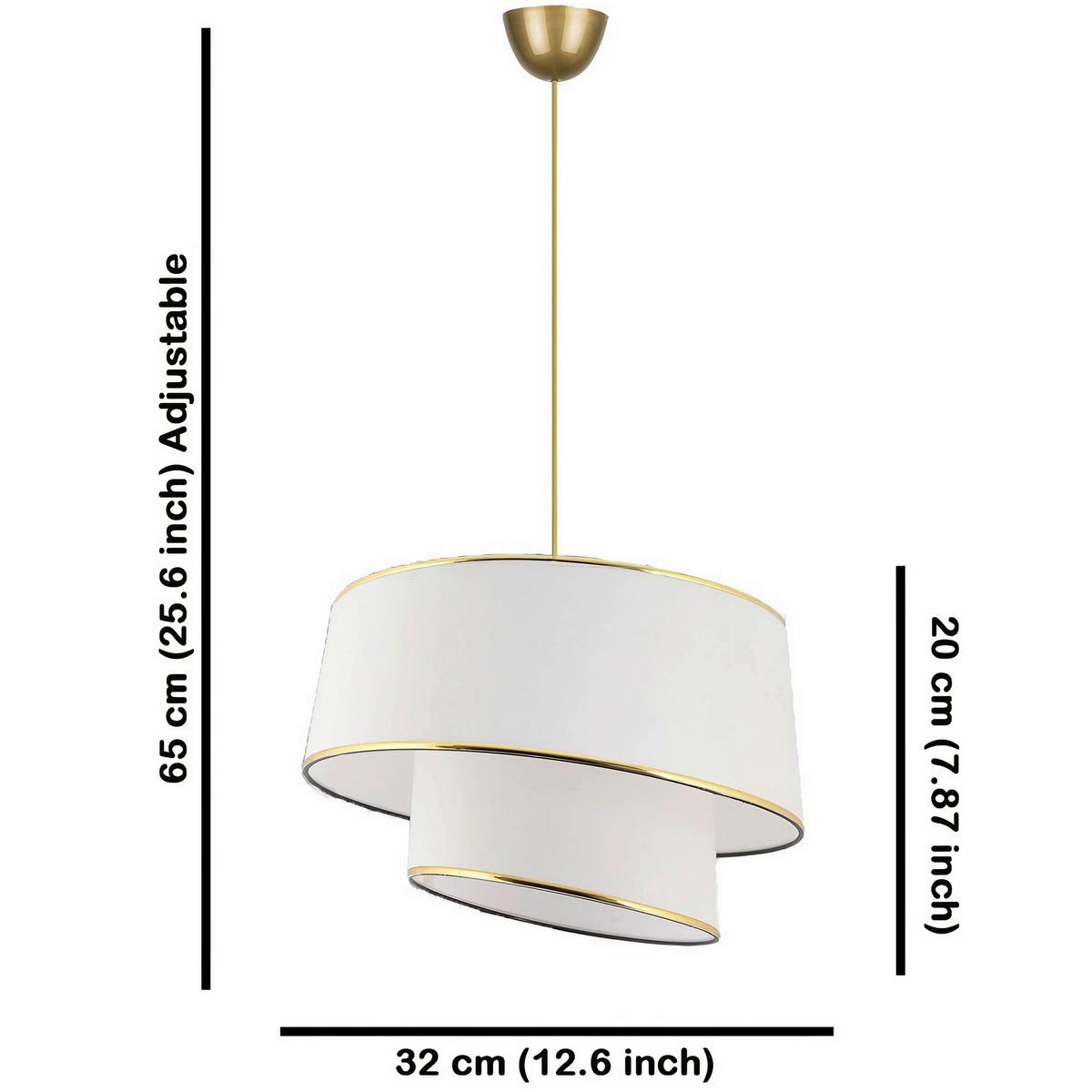 LAMPA WISZĄCA BARETTE - WHITE, GOLD - biały/kolor złoty, Design, metal/tkanina (32/70cm) - P & B