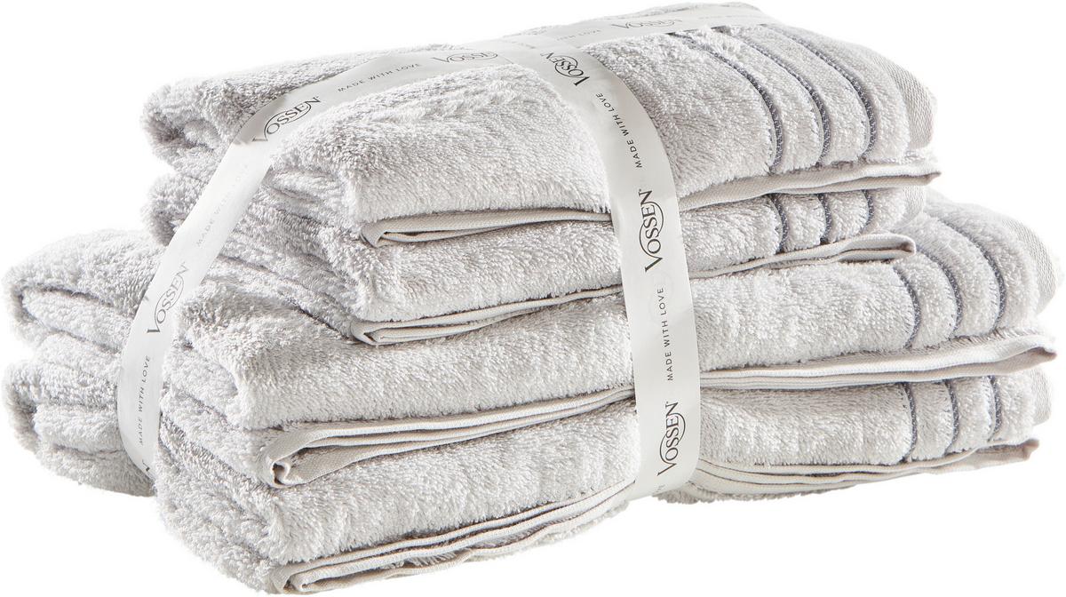 ZESTAW RĘCZNIKÓW FROTTE GROSSETTO - szary, Basics, tkanina - Vossen