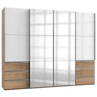 Schwebetürenschrank Level 36D ca. 300 cm Weiß/Eiche Dekor - Chromfarben/Weiß Hochglanz, MODERN, Holzwerkstoff/Metall (300/236/65cm) - MID.YOU