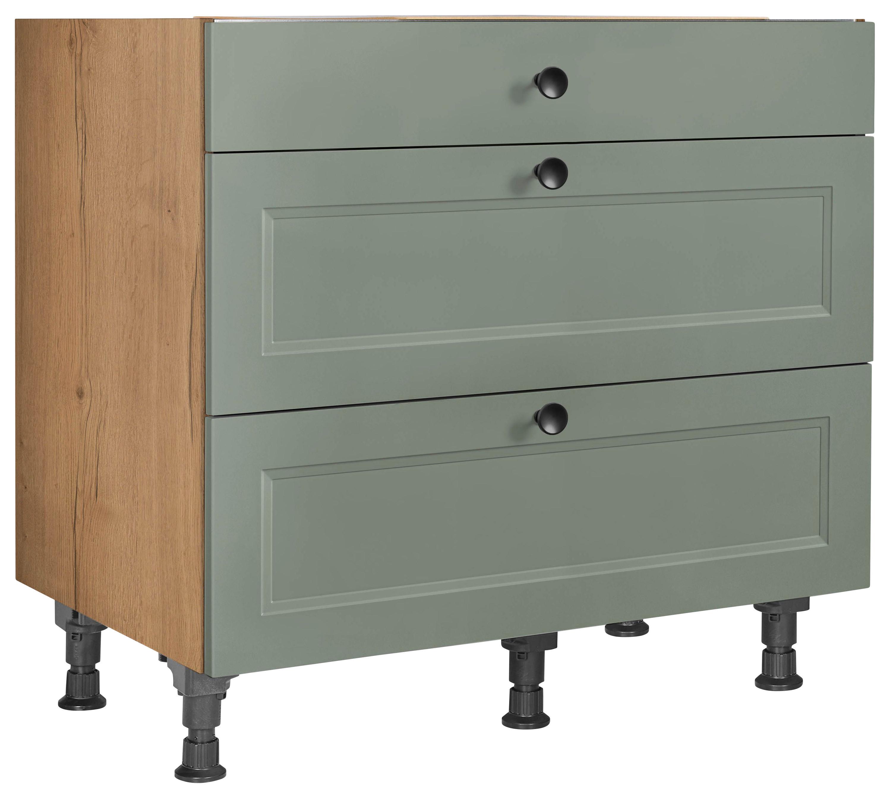 Kochfeldumbauschrank Cascada Grün - Eichefarben/Schwarz, MODERN, Holzwerkstoff/Metall (90/87/56cm) - Nobilia