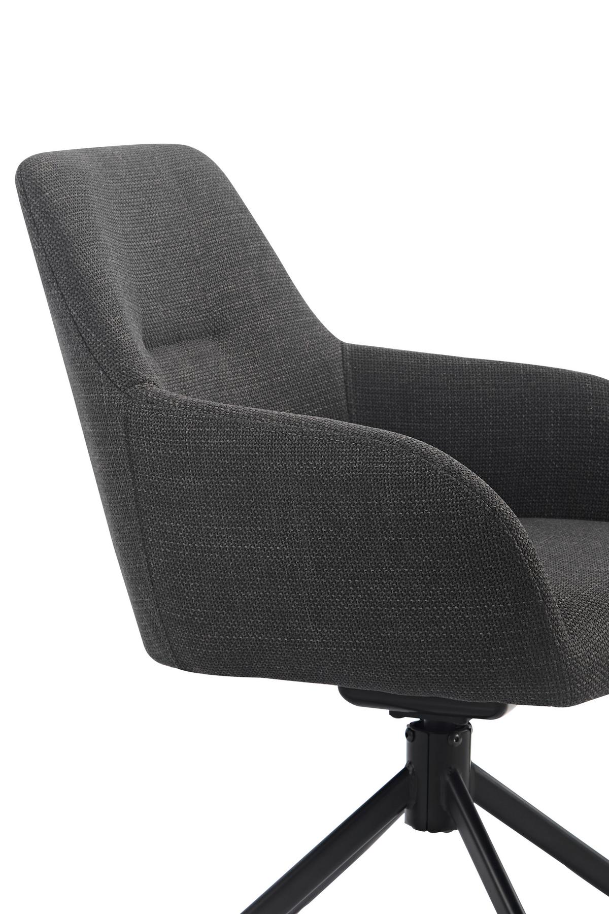 ARMLEHNSTUHL-SET TRIEST S 2ER-SET - Anthrazit/Schwarz, MODERN, Textil/Metall (56/83/60cm) - MID.YOU