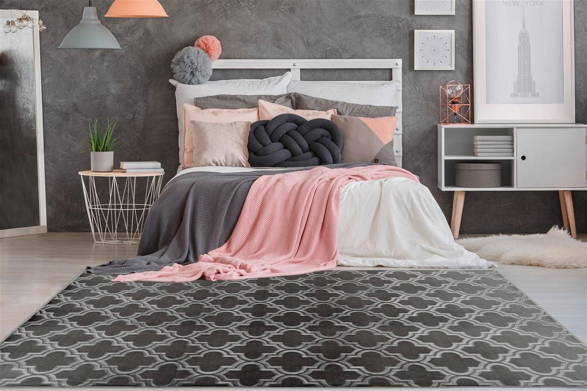 Flachwebeteppich Monroe 100 Anthrazit - Anthrazit, Konventionell, Textil (120/170cm) - Kayoom