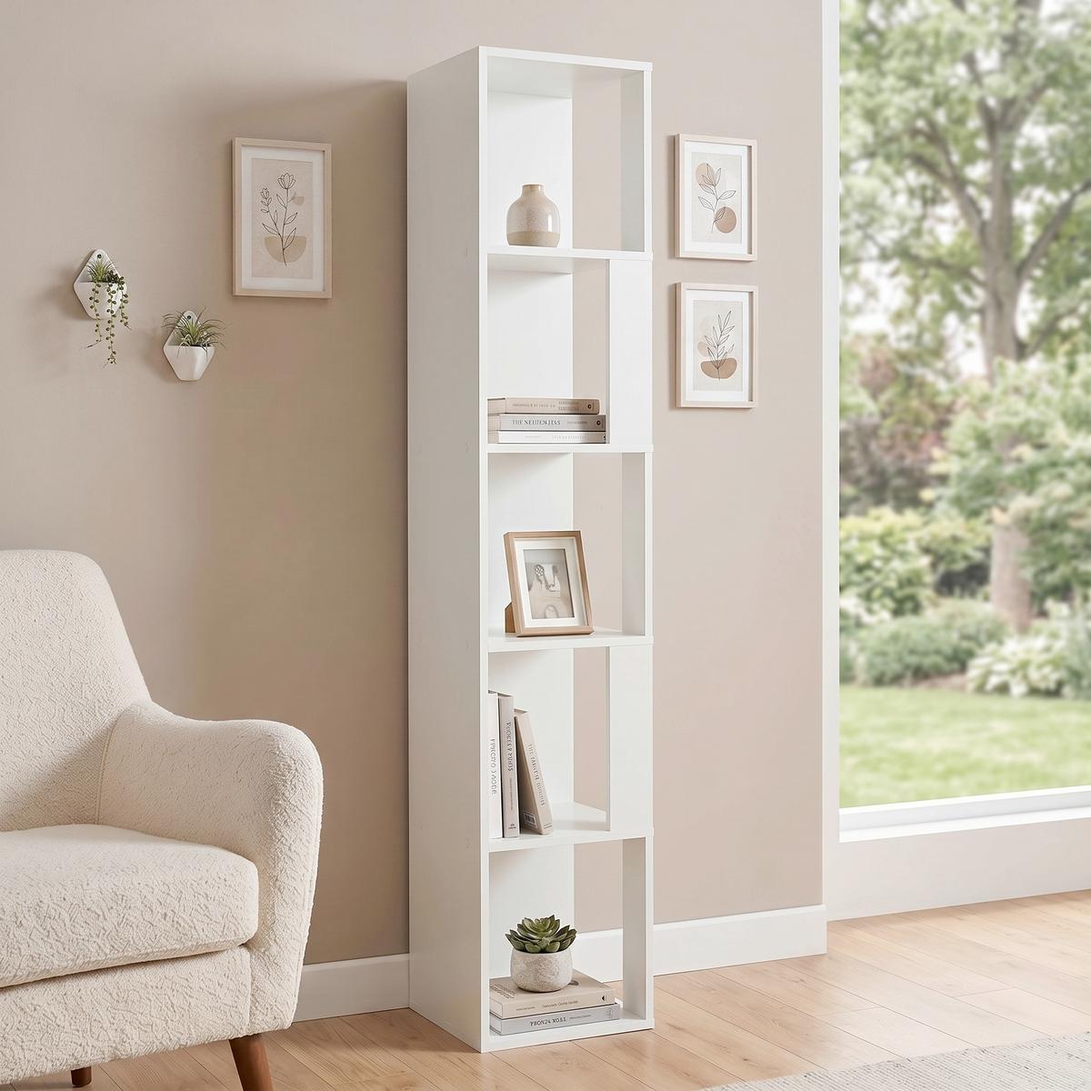 Regal Kalag S, Bela - bela, Moderno, leseni material (31,5/160/31,5cm) - MID.YOU