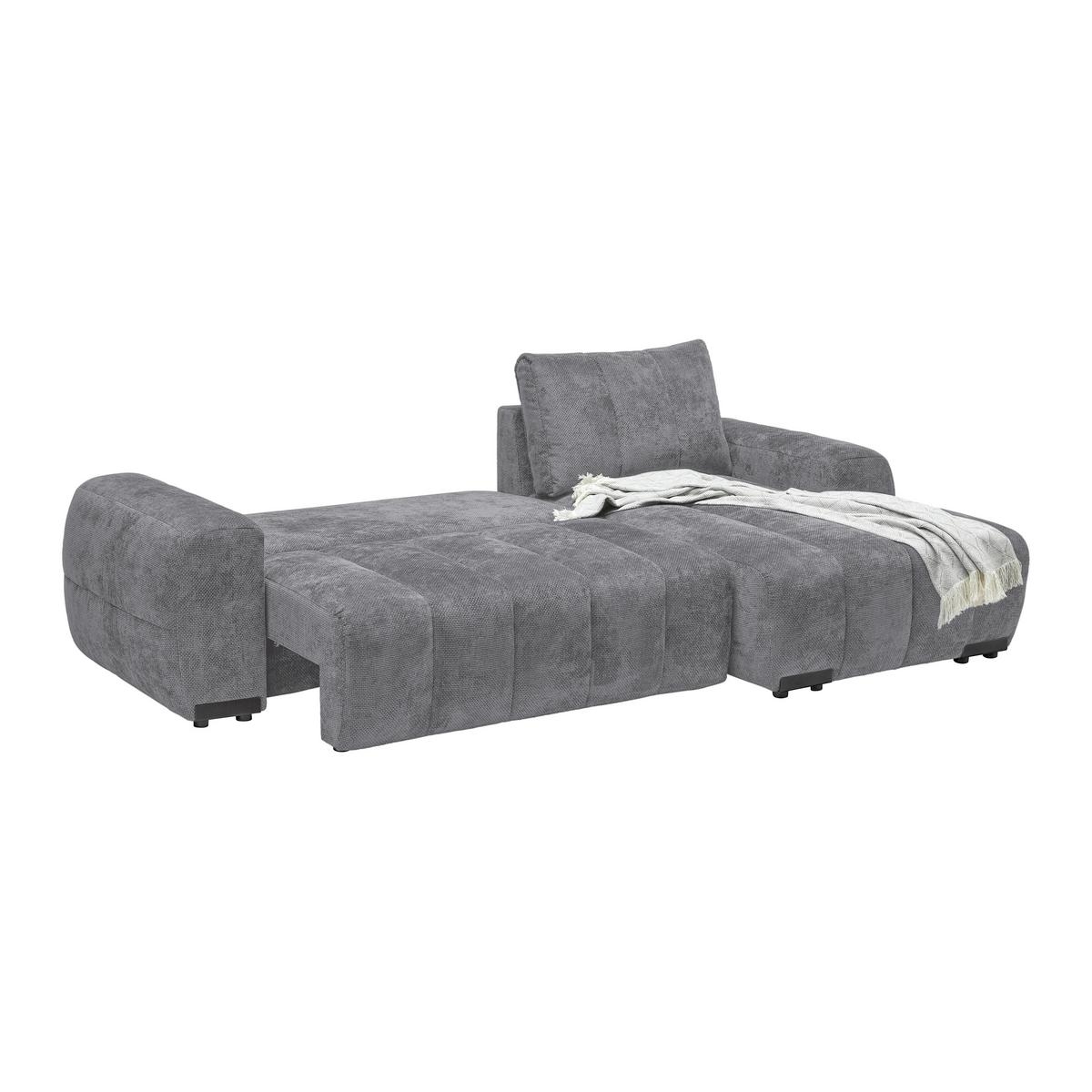Wohnlandschaft Bolonia Grau - Schwarz Hochglanz/Grau, MODERN, Textil/Metall (273/93/166cm) - Mömax