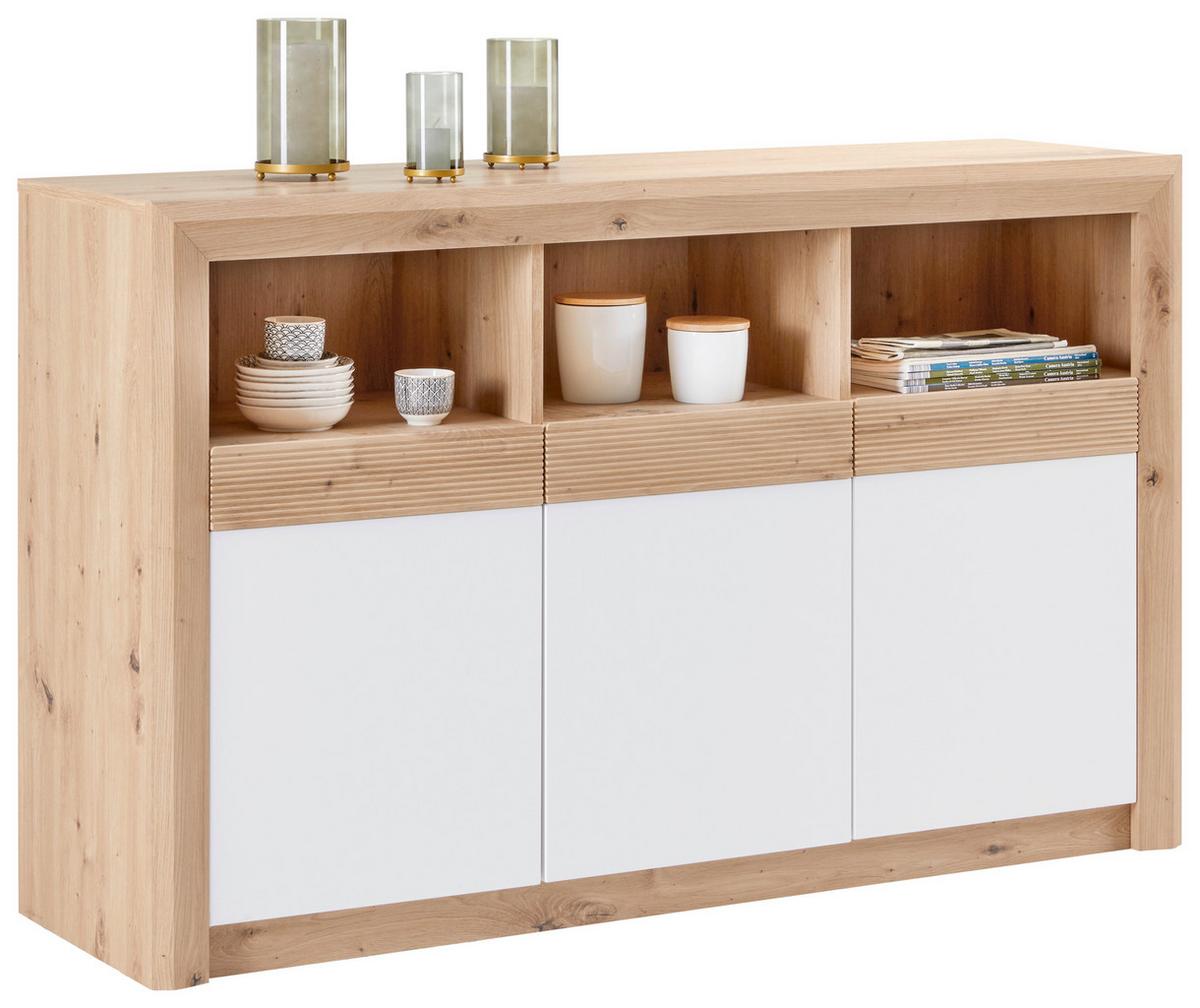 Komoda Kashmir New - črna/barve hrasta, Moderno, leseni material (142/89/41cm) - Zandiara