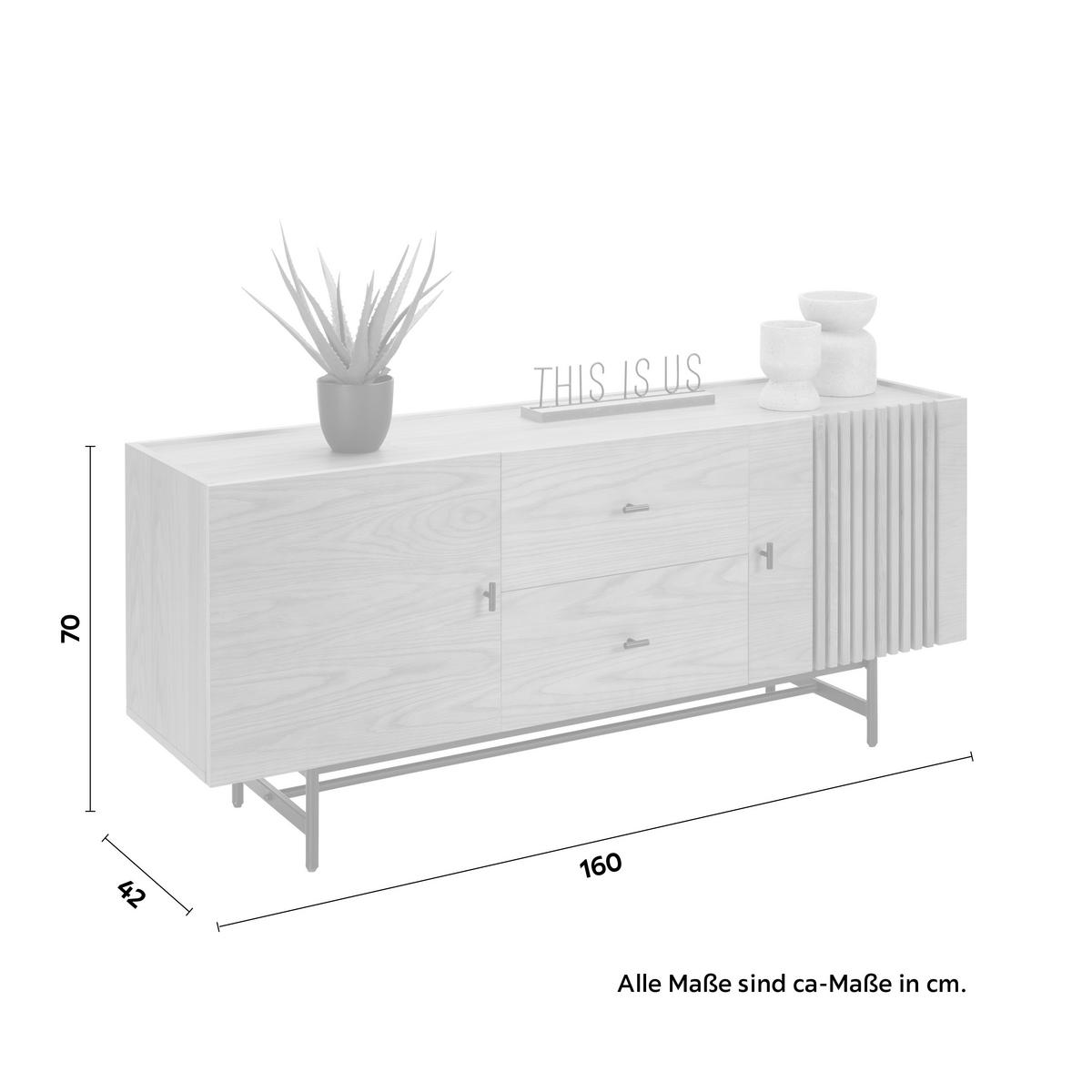 Sideboard in Natur/Schwarz - Schwarz/Naturfarben, Modern, Holz/Holzwerkstoff (160/70/42cm) - Mömax