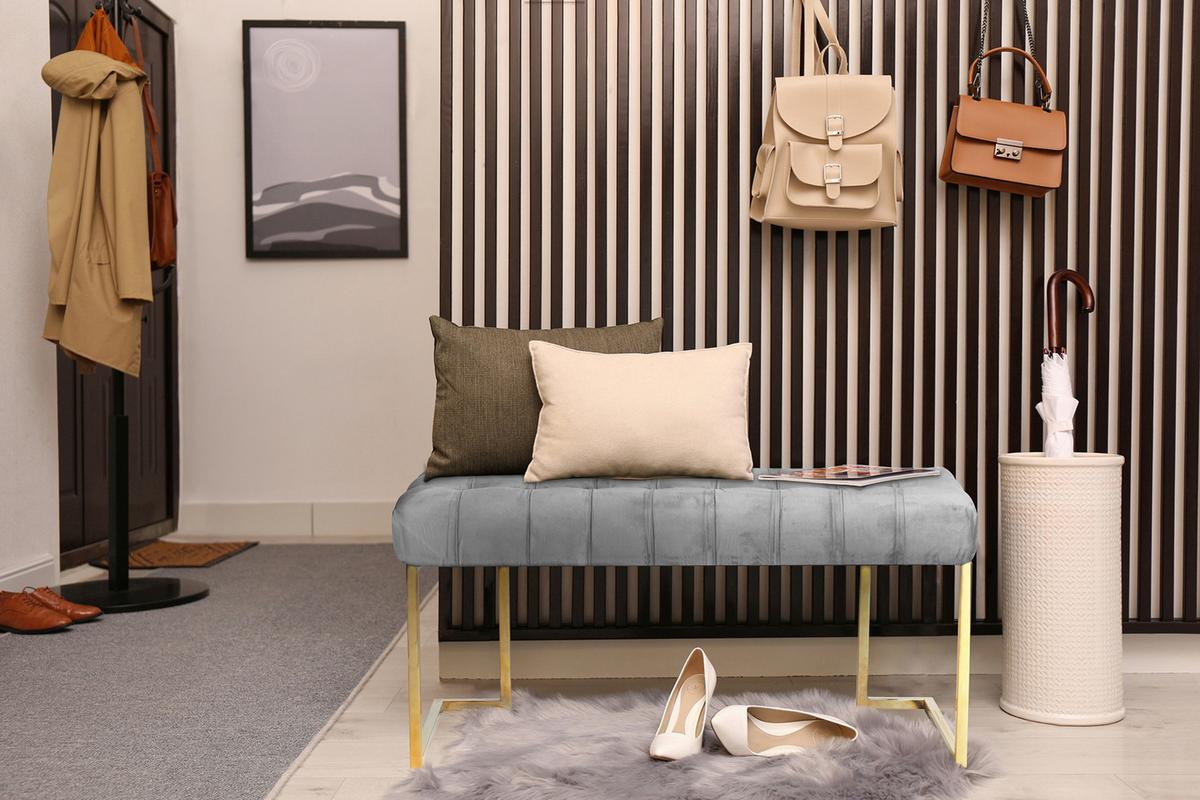 Hockerbank Parity Grau Samt - Grau, Design, Kunststoff (47/48/100cm) - Kayoom