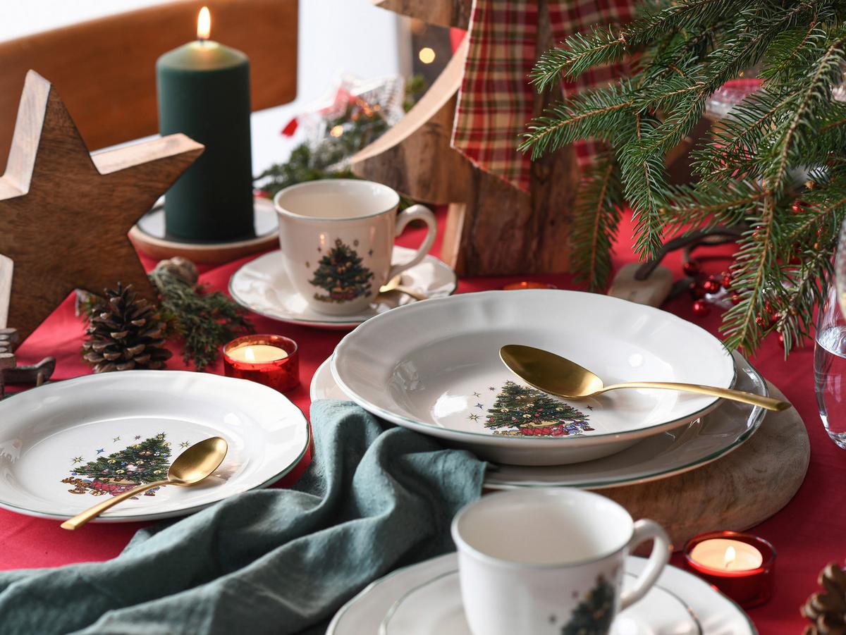 Kombiservice Tannenbaum Multicolor/Weiß, 30-teilig - Multicolor/Weiß, Basics, Keramik - Creatable