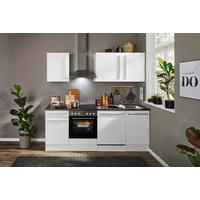 Küchenblock Jazz mit Geräten ca.220cm Weiß Hochglanz - Weiß Hochglanz/Dunkelgrau, LIFESTYLE, Holzwerkstoff/Kunststoff (220cm) - P & B