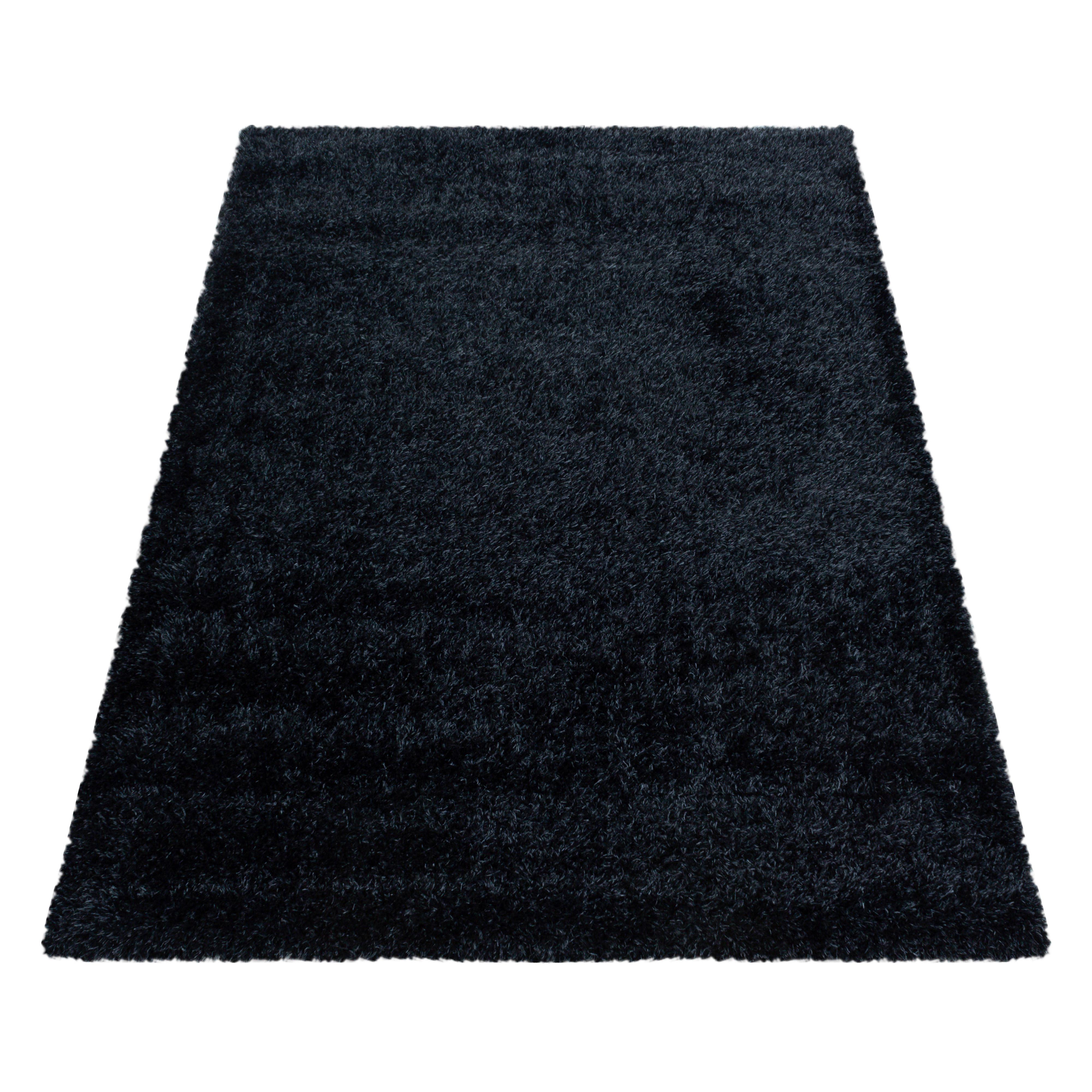 Hochflorteppich Brilliant Schwarz ca. 60x110cm - Schwarz, Basics, Textil (60/110cm)
