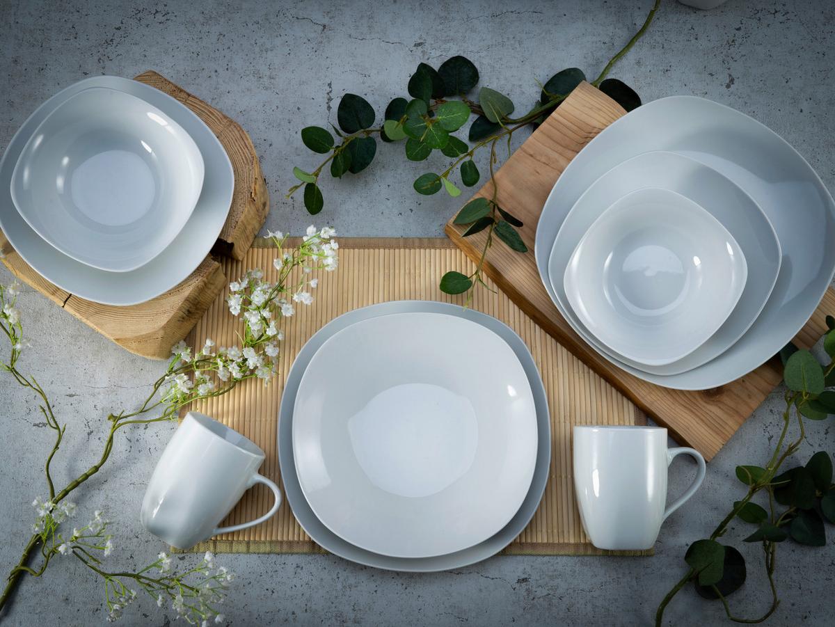 Kombinirani Servis Square, 20-Delni - bela, Basics, keramika - Creatable