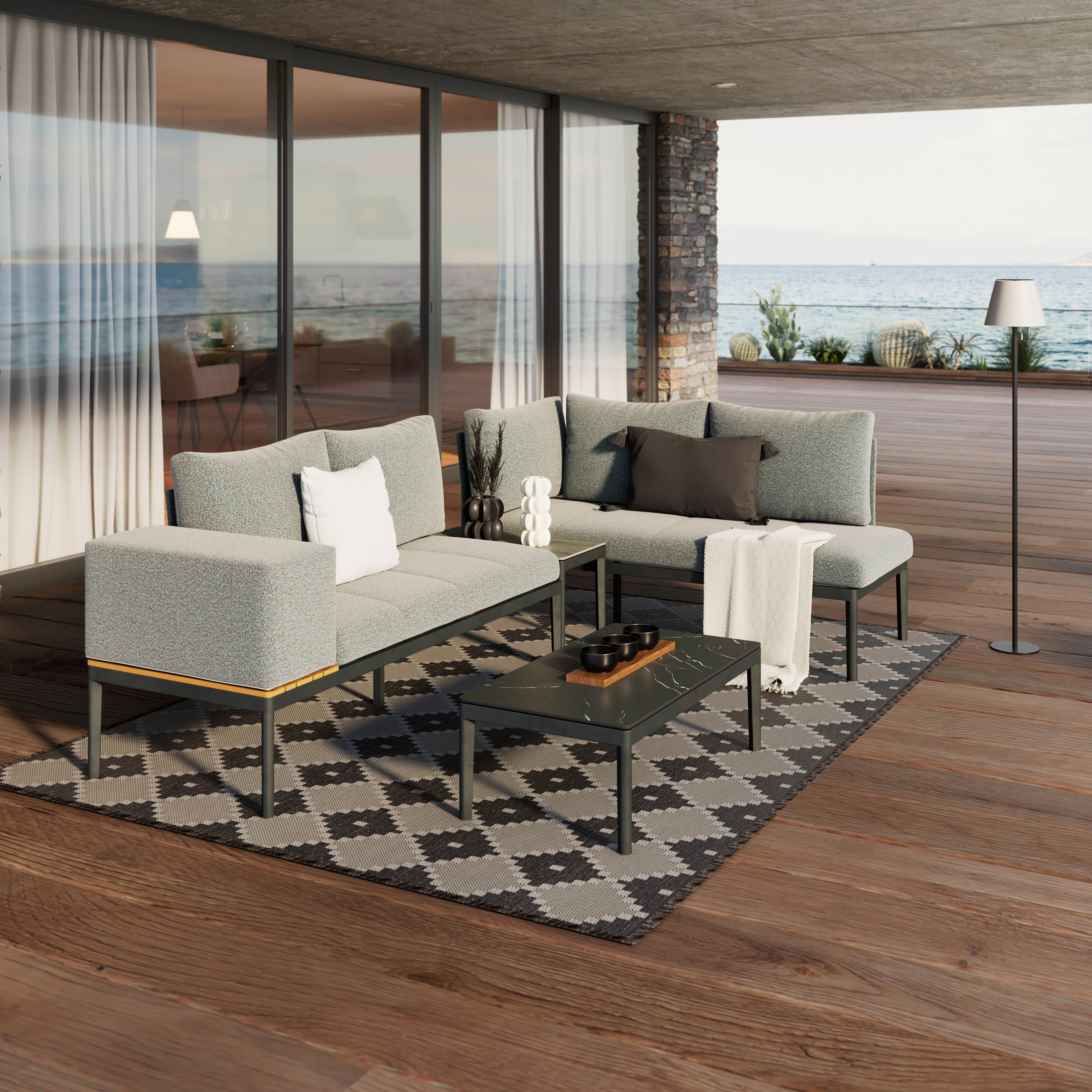 Loungegarnitur Emilia Anthrazit/Natur/Dunkelgr/Beige - Dunkelgrau/Beige, MODERN, Kunststoff/Textil - Mömax