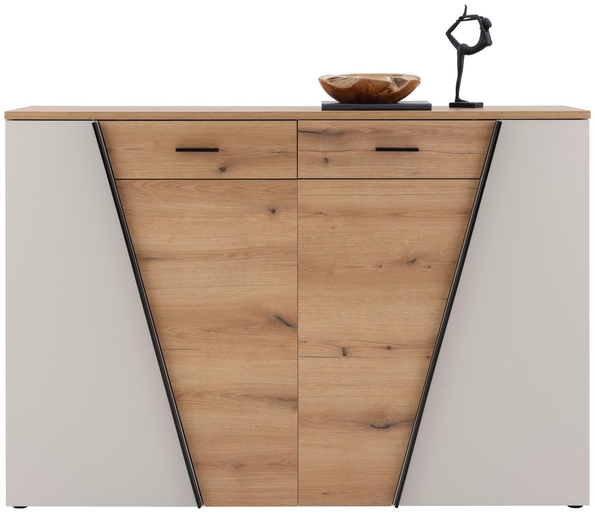 Comodă VENEDIG NEW - cașmir/culoare lemn stejar, Modern, material pe bază de lemn (160/110/40cm) - Modern Living