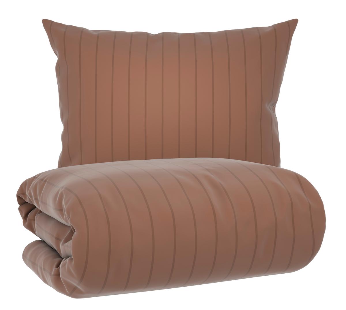 Posteljnina Dobby Streif - mocha rjava, tekstil (200/140cm) - Mömax