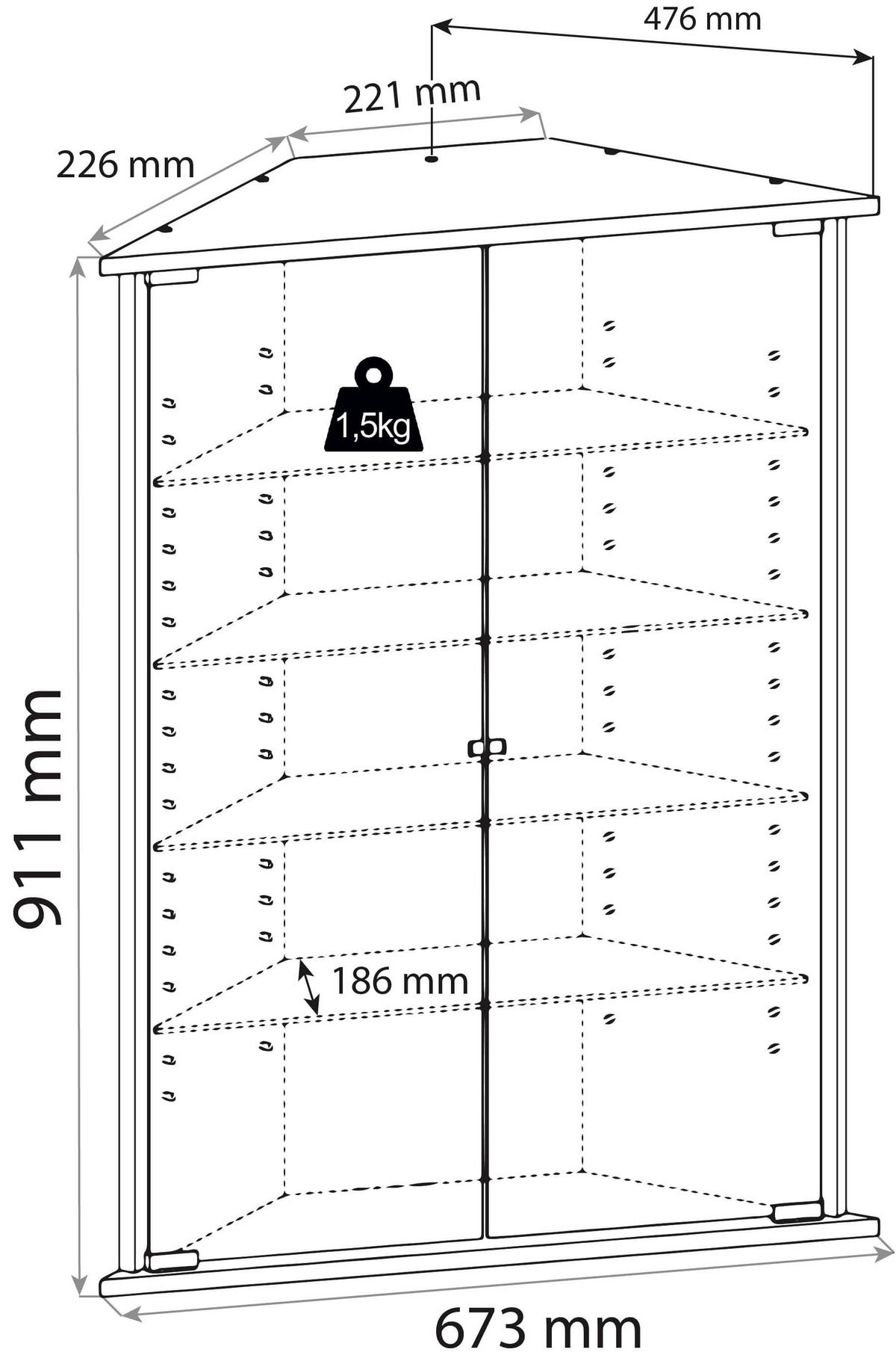Vitrină Pe Colț Vecko - Konventionell (68/88/23cm) - MID.YOU