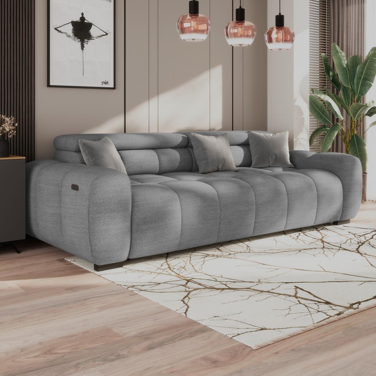 Velika Sofa Bull - siva/crna, Trend, tekstil/plastika (248/77-97/108cm) - Luca Bessoni