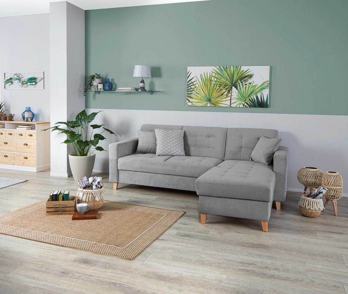 Kutna Garnitura Bergen - siva/prirodne boje, Design, tekstil/drvo (160/231cm) - Luca Bessoni