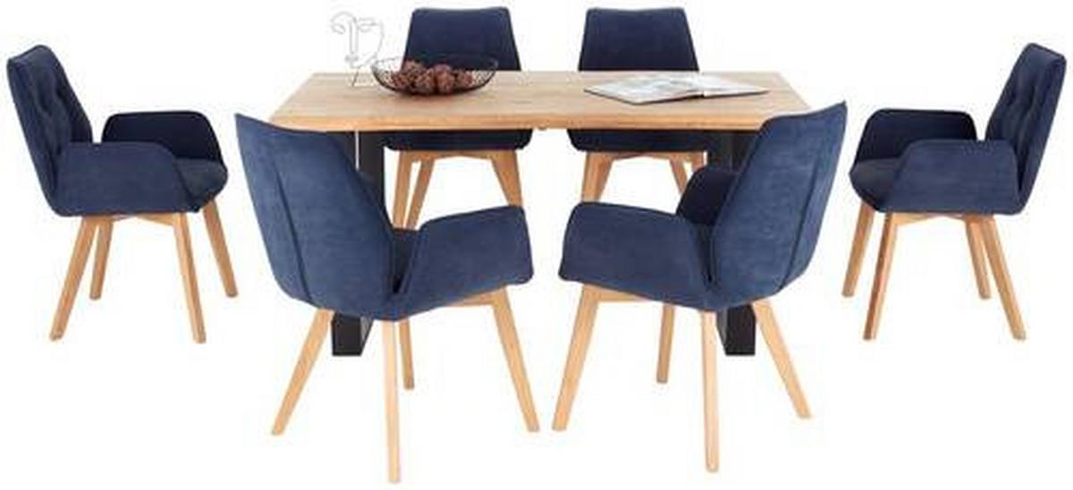 Jedilna Miza Wood, Hrast, Masivno, 160x90 - črna/naravne barve, Konvencionalno, kovina/les (160/75/90cm) - James Wood