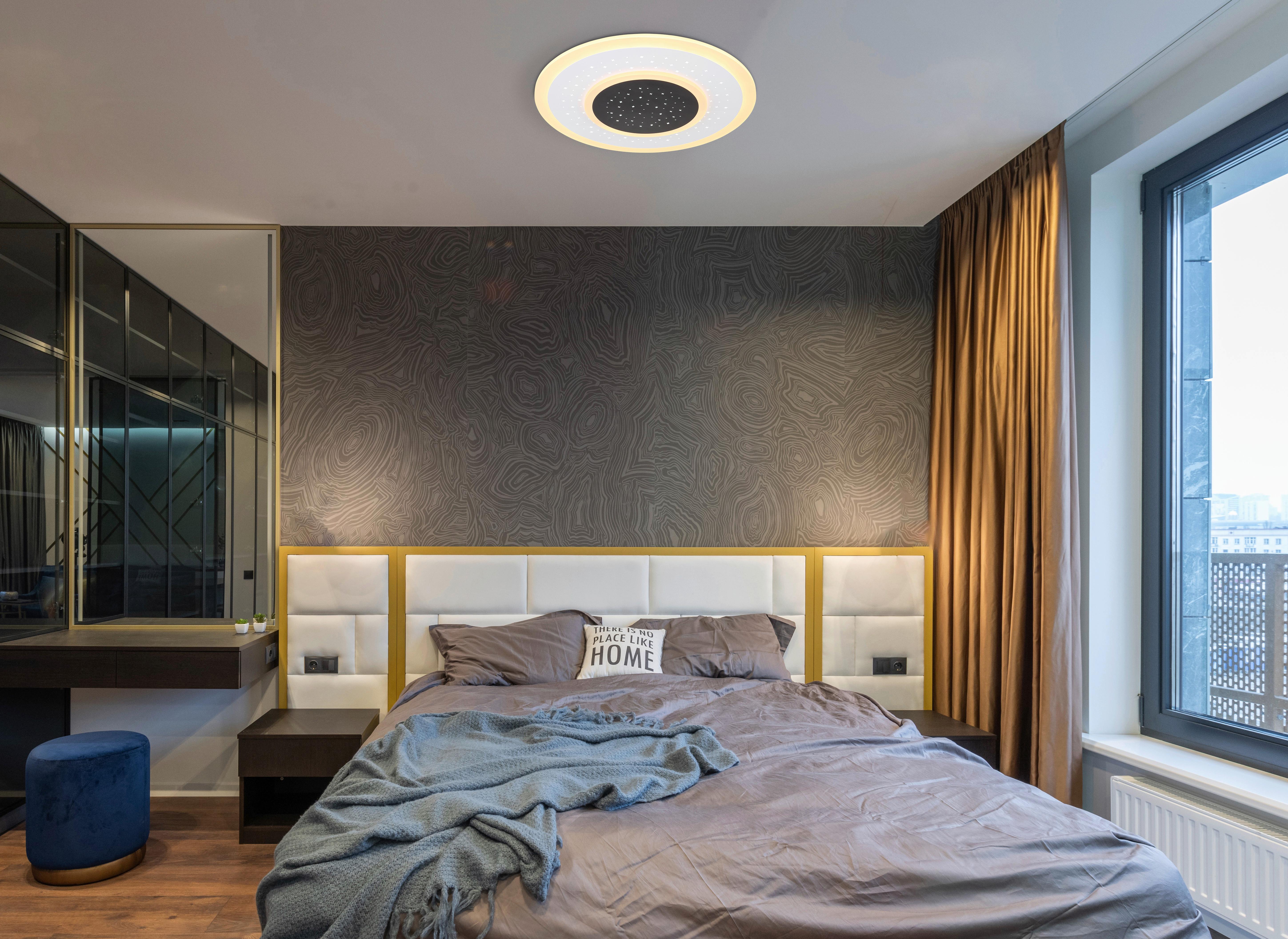 LED-Deckenleuchte Gisell max. 44 Watt - Opal/Schwarz, Design, Kunststoff/Metall (46/5,5cm) - Globo