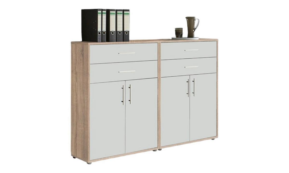 Aktenschrank Office Edition Sw Set 17 Weiß/Eichefarben - Eichefarben/Weiß, MODERN, Holzwerkstoff (168,8/113,6/33cm) - MID.YOU