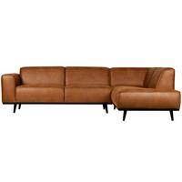 ECKSOFA Statement Cognac S: 274x210cm - Cognac/Schwarz, Design, Leder/Holz (274/210cm) - Livetastic