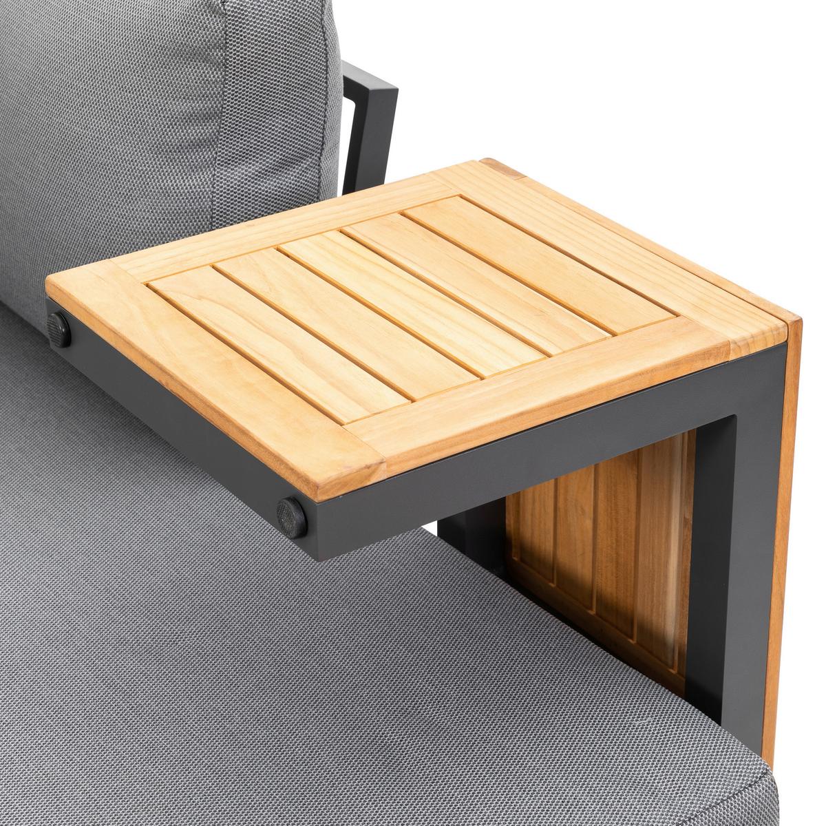 Loungegarnitur 3-tlg. Samara Holz/Metall/Textil mit Kissen - Anthrazit/Grau, Basics, Holz/Textil (253/70/175cm) - Gardenson