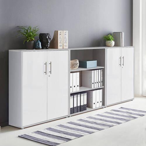 Aktenschrank Office Edition Sw Set 9 Grau/Weiß - Weiß/Grau, MODERN, Holzwerkstoff (253,2/113,6/33cm) - MID.YOU