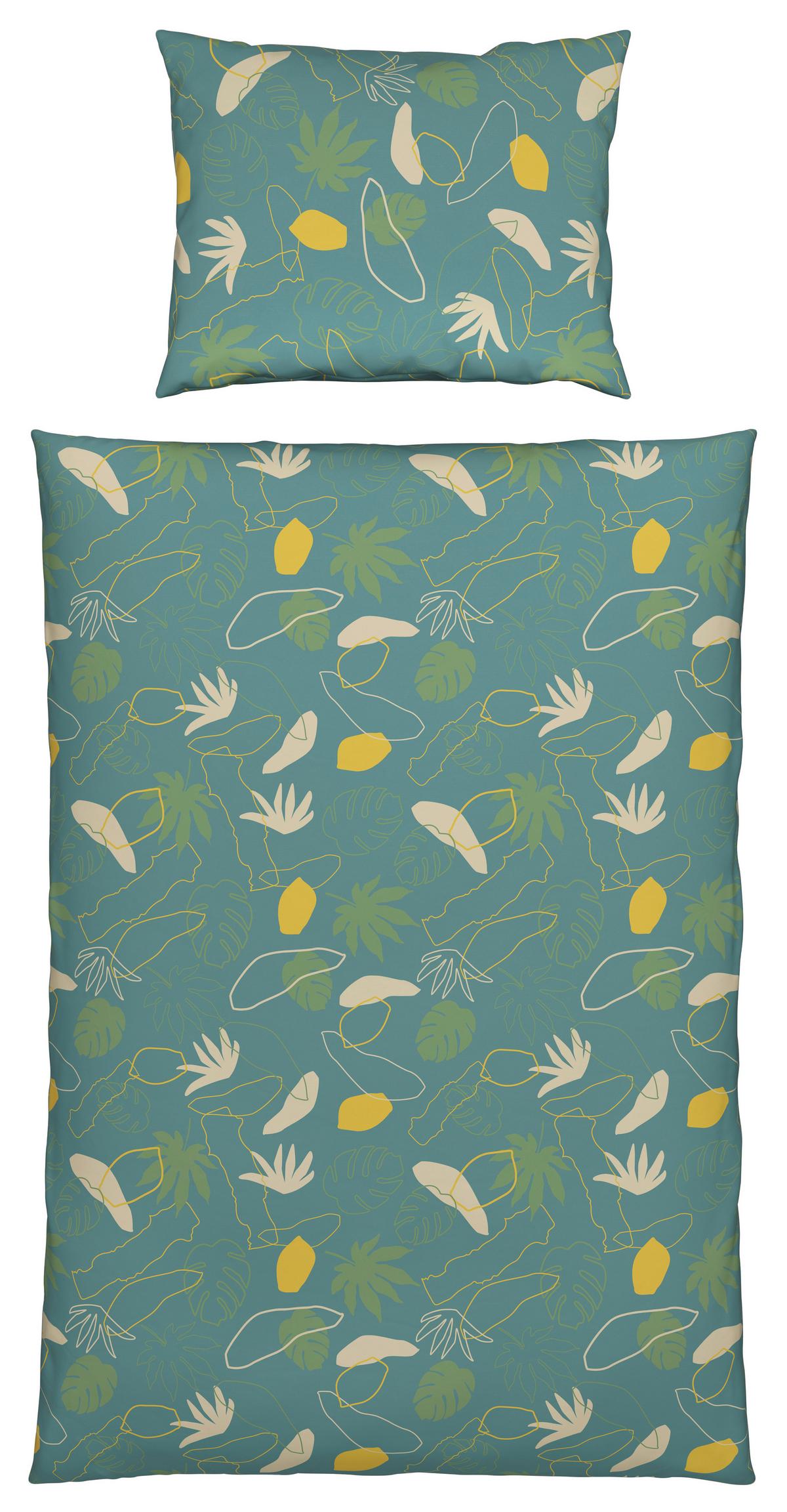Posteljina 140x200cm Karin - zelena/bež, Konvencionalno, tekstil (140/200cm) - Premium Living