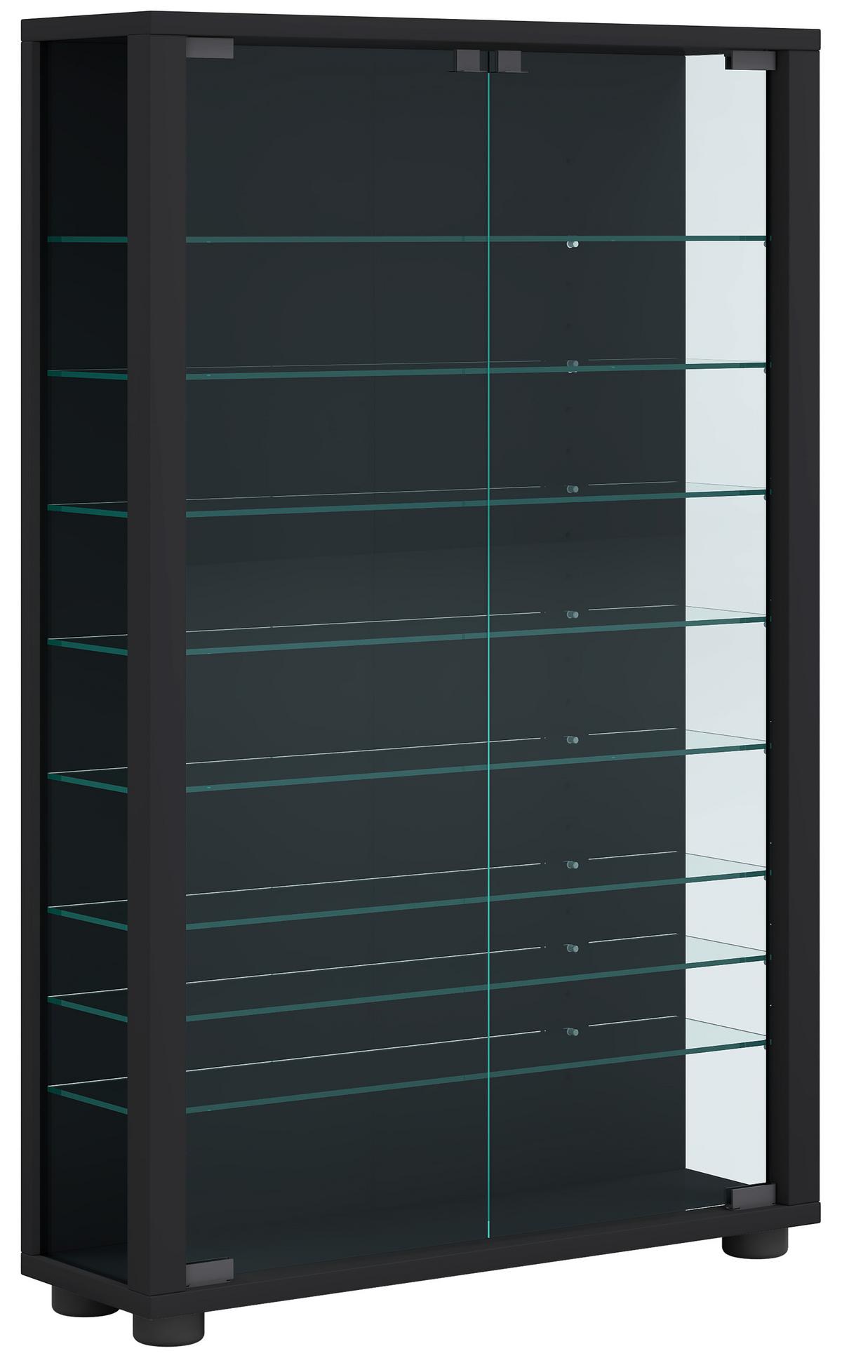 Vitrine Lumo ca. 59x91x18 cm Schwarz - Schwarz, MODERN, Glas/Holzwerkstoff (59/91,3/18cm) - MID.YOU