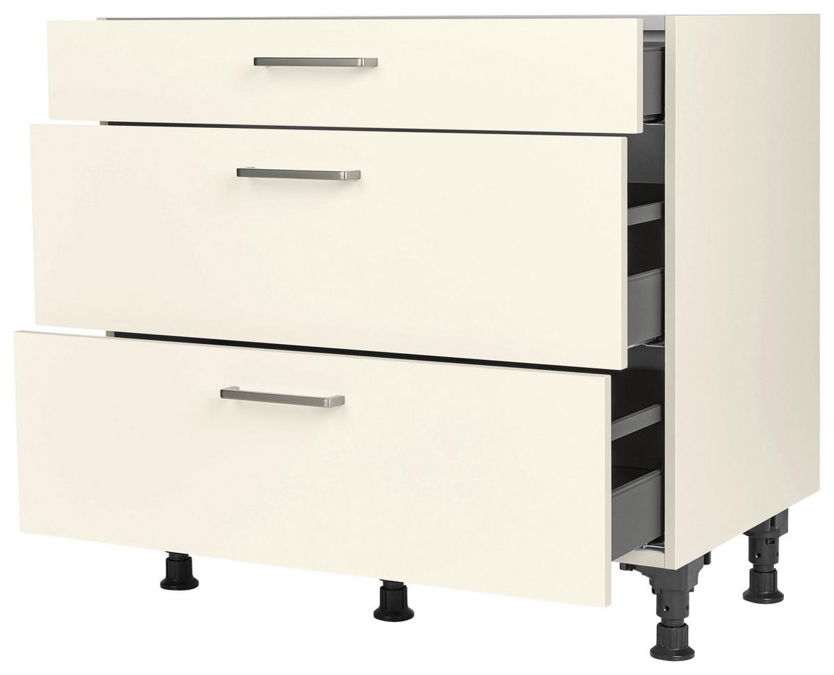 Schubkastenunterschrank Touch Magnolie - Edelstahlfarben/Magnolie, MODERN, Holzwerkstoff/Metall (90/87/56cm) - Nobilia