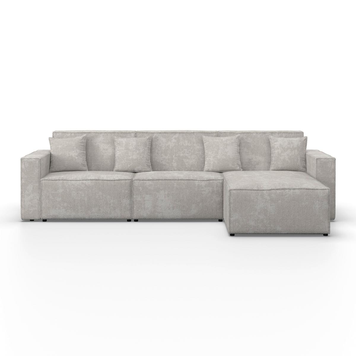 Wohnlandschaft Milo Bouclé Hellgrau - Hellgrau/Schwarz, MODERN, Holz/Holzwerkstoff (310/83/148cm) - Bessagi Home