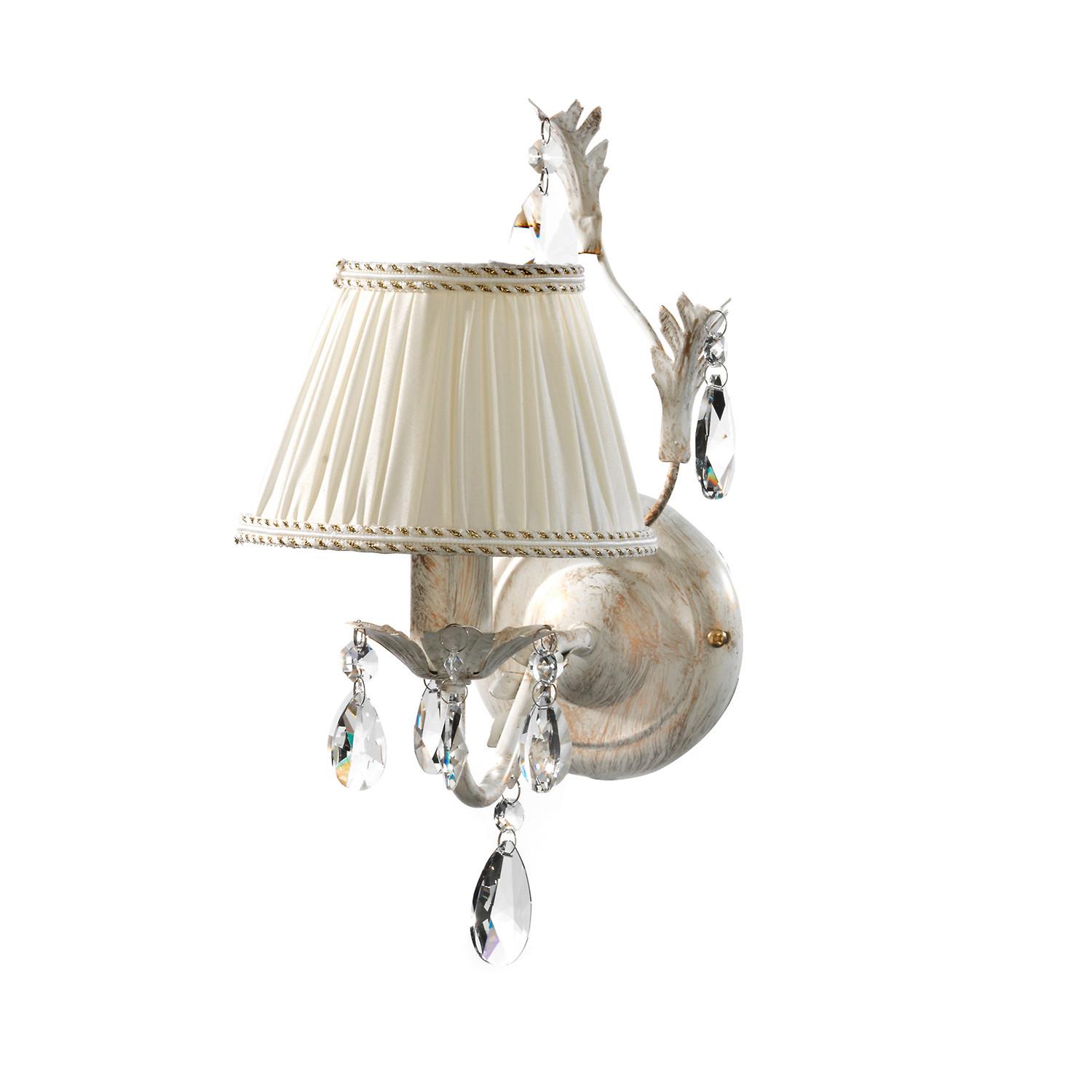 Wandleuchte Piccolo Weiß max. 6 Watt - Weiß, Natur, Glas/Textil (25/16/30cm)