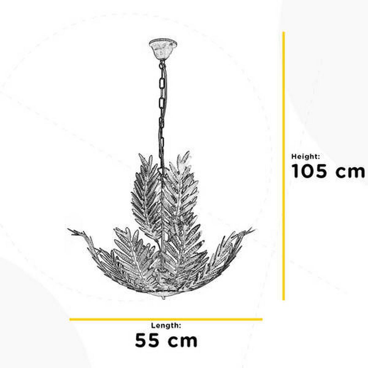 Hängeleuchte Felce Avorio Weiß max. 6 Watt - Weiß, Natur, Metall (55/105cm)