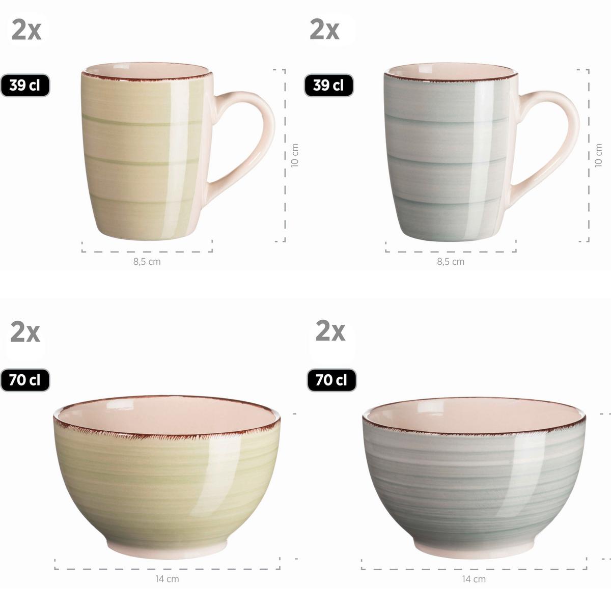 KOMBISERVICE KOMBISERVICE, 931603 - Blaugrau/Olivgrün, Basics, Keramik - Mäser