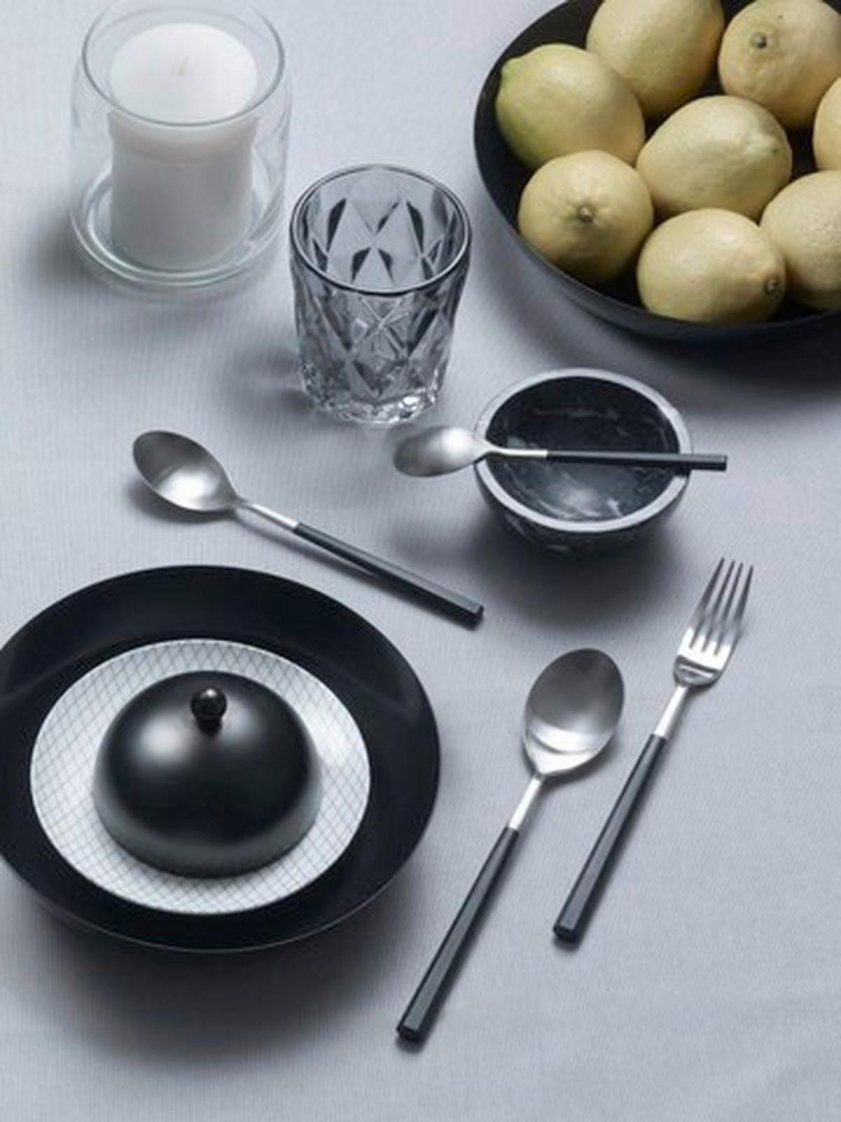 Jedilni Pribor Hive, 16-Delni - barve nerjavečega jekla/črna, Basics, kovina/umetna masa (25,5/7/5,3cm) - Pintinox