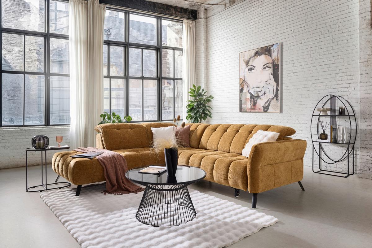 Wohnlandschaft New York Links Bronze ca. 288x87-104x261cm - Schwarz/Bronzefarben, MODERN, Holzwerkstoff/Textil (288/87-104/261cm) - Premium Living