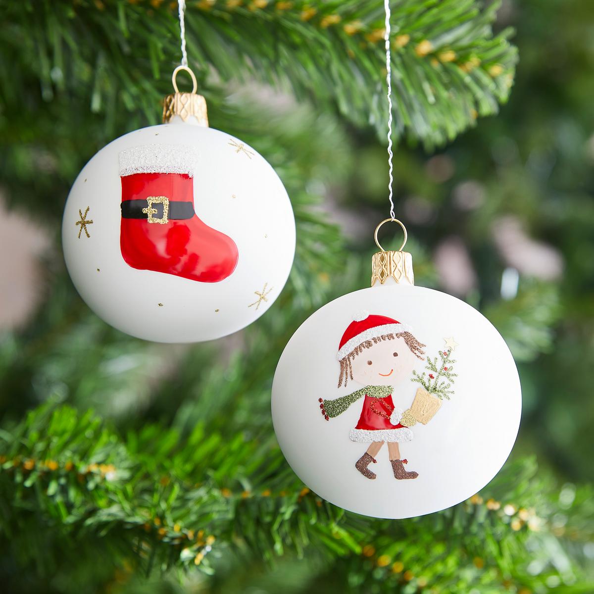 Christbaumkugel Isra in Weiß, 2 Stück - Weiß, Glas/Metall (7cm) - Modern Living