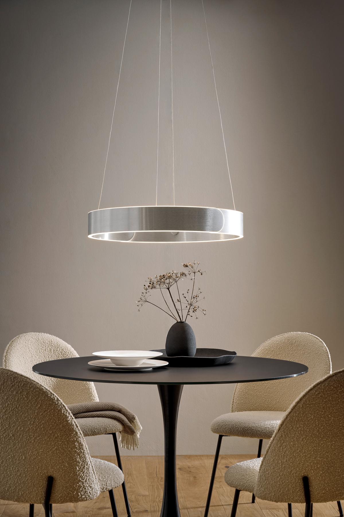 LAMPA WISZĄCA LED OTIS *DK* - kolor aluminiowy, Design, metal (63/64/150cm) - Dieter Knoll