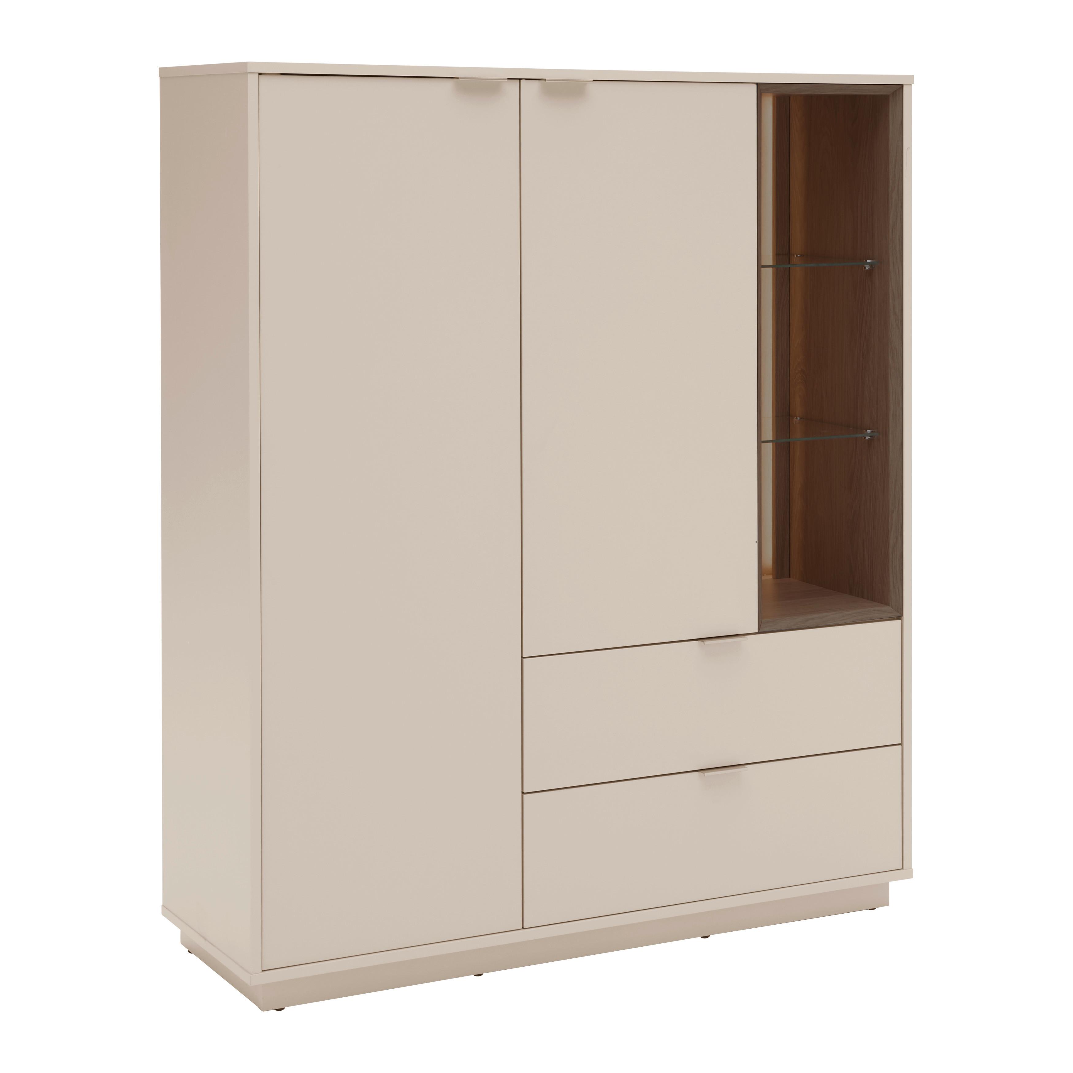 Sideboard Velasca Type 06 Eichefarben/Kaschmir - Kaschmir/Eichefarben, MODERN, Glas/Holzwerkstoff (116,4/141,6/40cm) - Premium Living
