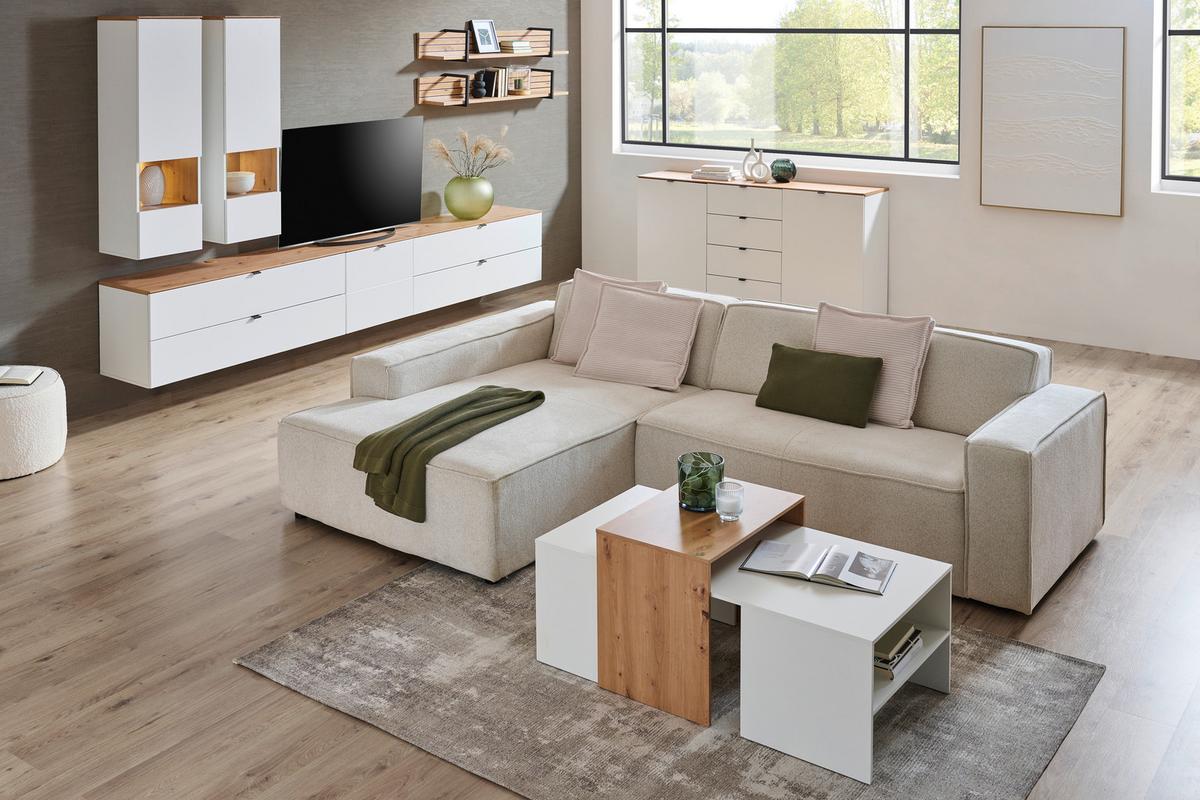 SZAFKA RTV DIANA   -HOM IN- - czarny/biały, Modern, materiał drewnopochodny/metal (140/62/44cm) - Hom`in