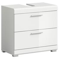 Waschbeckenunterschrank SCOUT Weiß Hochglanz ca. 60x56x34 cm - Weiß Hochglanz/Silberfarben, MODERN, Holzwerkstoff/Kunststoff (60/56/34cm) - MID.YOU