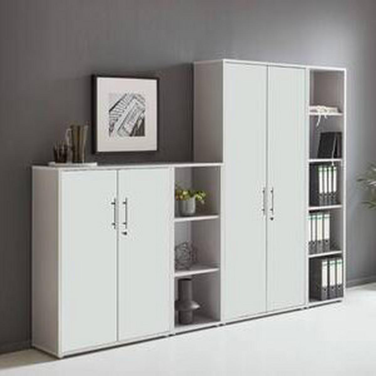 Aktenschrank Office Edition Sw Set 4 Grau/Weiß - Weiß/Grau, MODERN, Holzwerkstoff (257/186/33cm) - MID.YOU