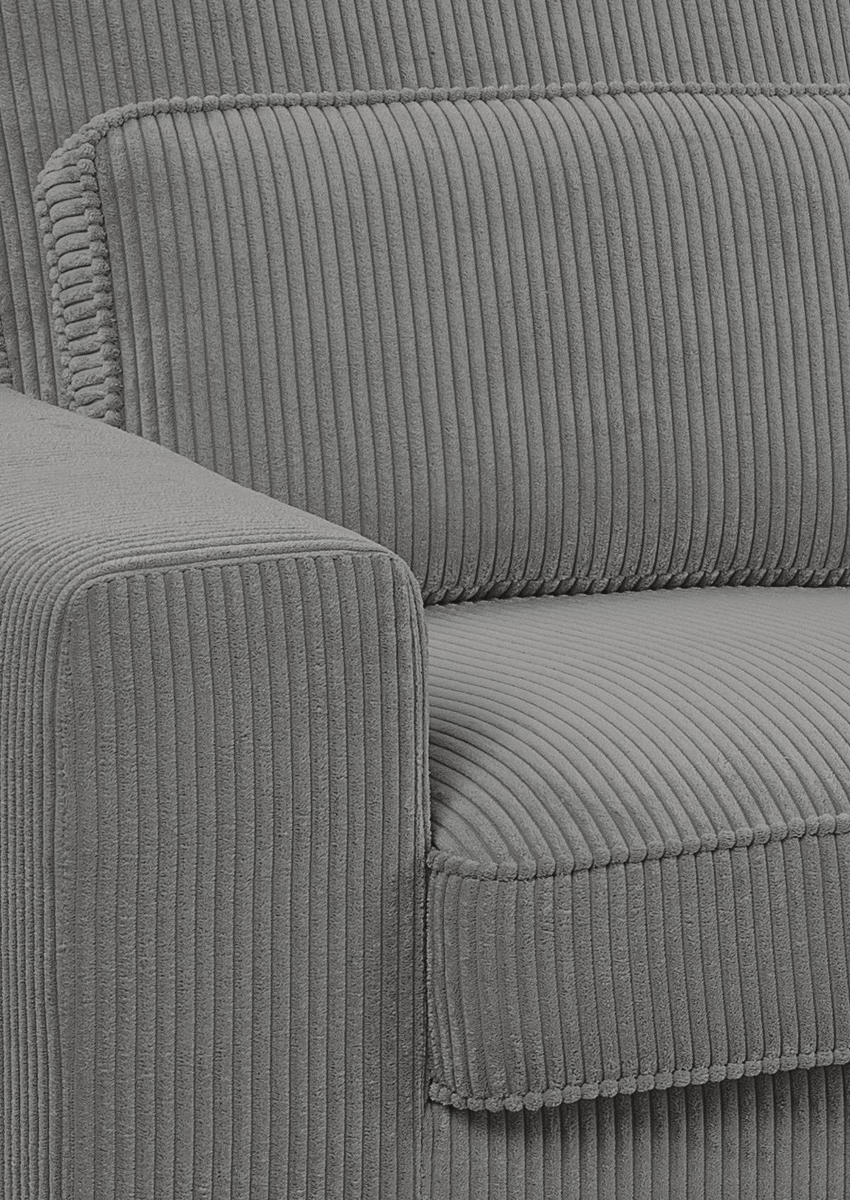 Ecksofa Bolivia Grau Cord - Beige/Schwarz, Basics, Holzwerkstoff/Textil (276/183cm) - MID.YOU