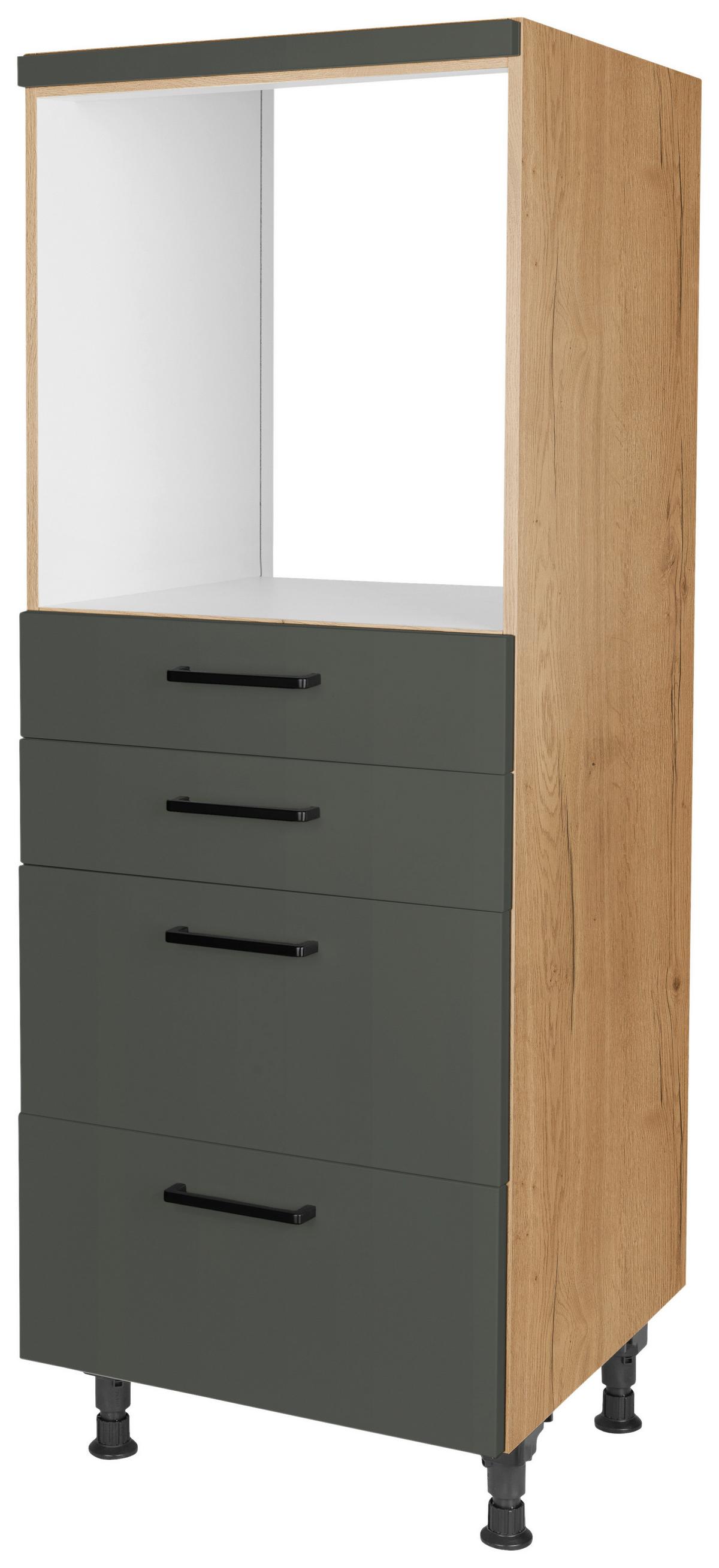 Geräteumbauschrank Easytouch Grün - Eichefarben/Schwarz, MODERN, Holzwerkstoff/Metall (60/168/58cm) - Nobilia