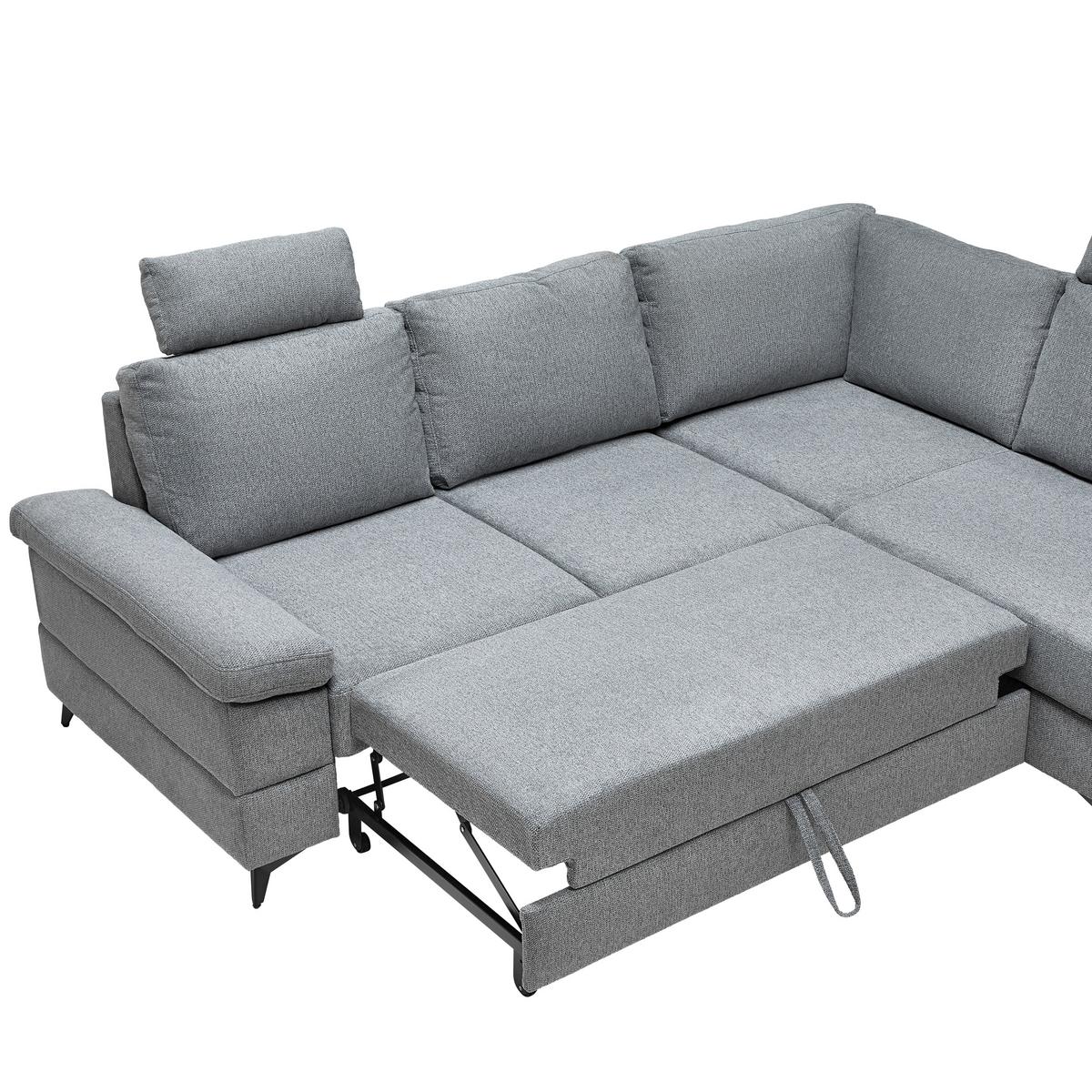 Ecksofa Sara Grau - Schwarz/Grau, MODERN, Textil/Metall (250/87-103/189cm) - Mömax