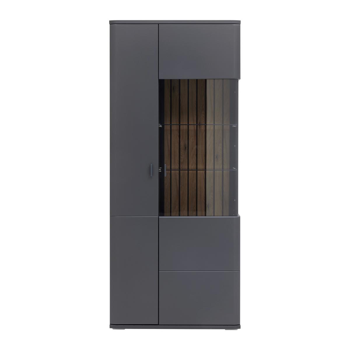Vitrine Carreto Grau - Anthrazit/Grau, Modern, Glas/Holzwerkstoff (80/191/38cm) - Premium Living