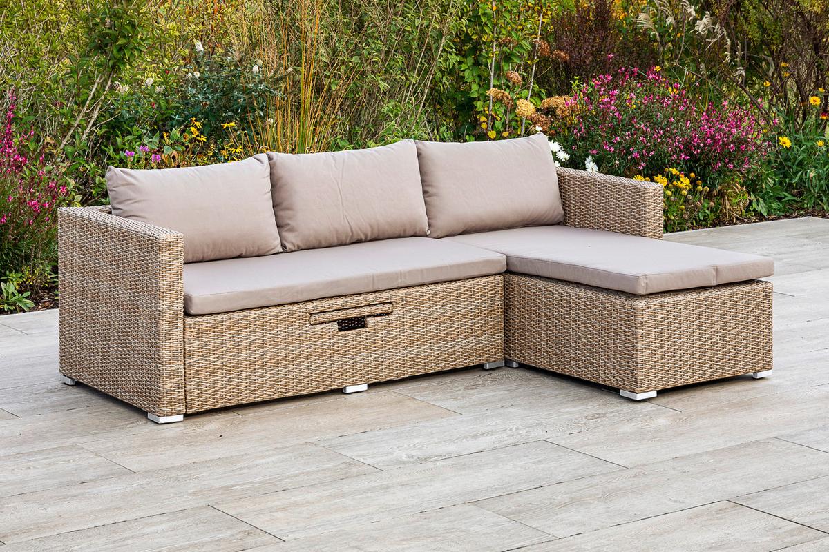 Lounge Garnitura Veneto, Blazine - naravne barve, Moderno, kovina/umetna masa (215/140cm) - Gardenson