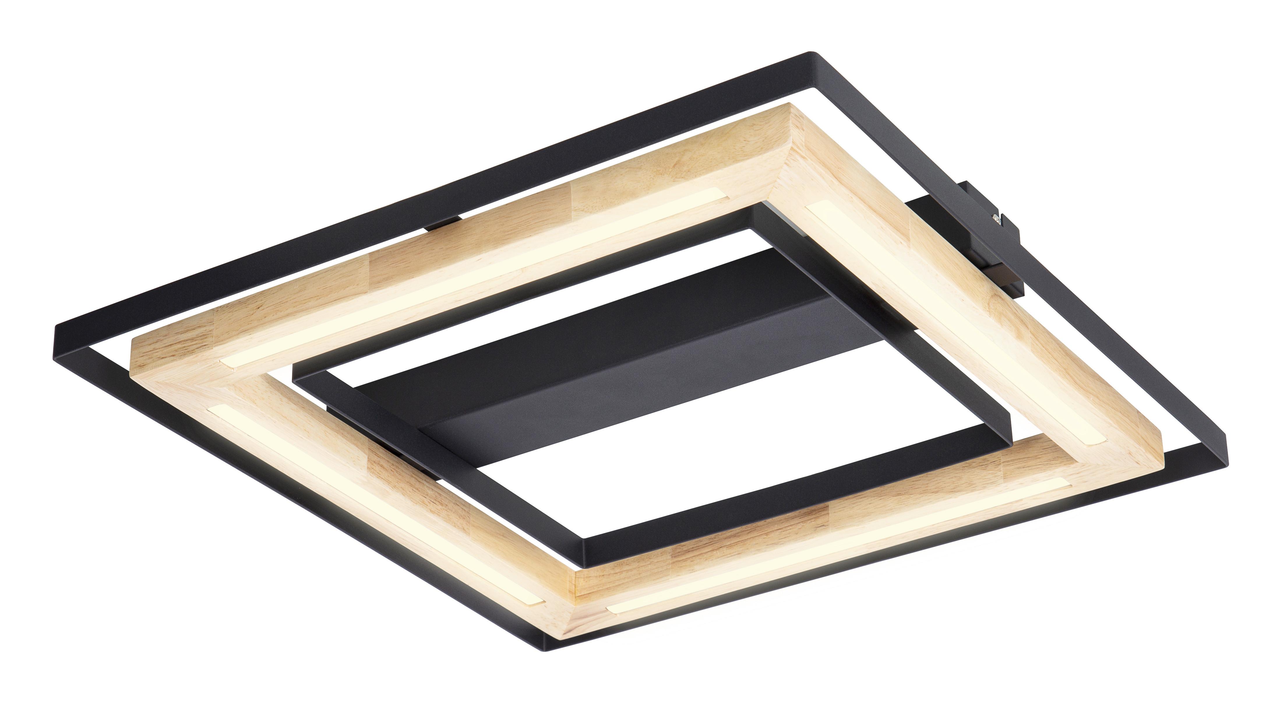 LED-DECKENLEUCHTE 62274608 RILAS - Schwarz/Naturfarben, Natur, Holz/Metall (46/46/6cm) - Globo